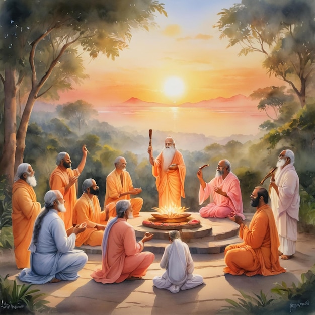 Imagen de fondo de la acuarela Guru Rabindra Jayanti