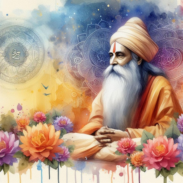 Foto imagen de fondo de la acuarela guru rabindra jayanti