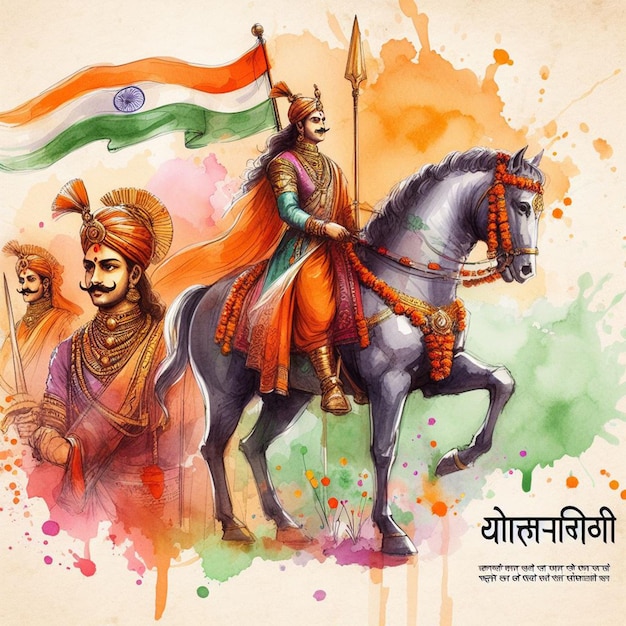 Foto imagen de fondo de la acuarela maharana pratap jayanti