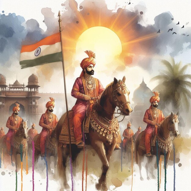 Foto imagen de fondo de la acuarela maharana pratap jayanti