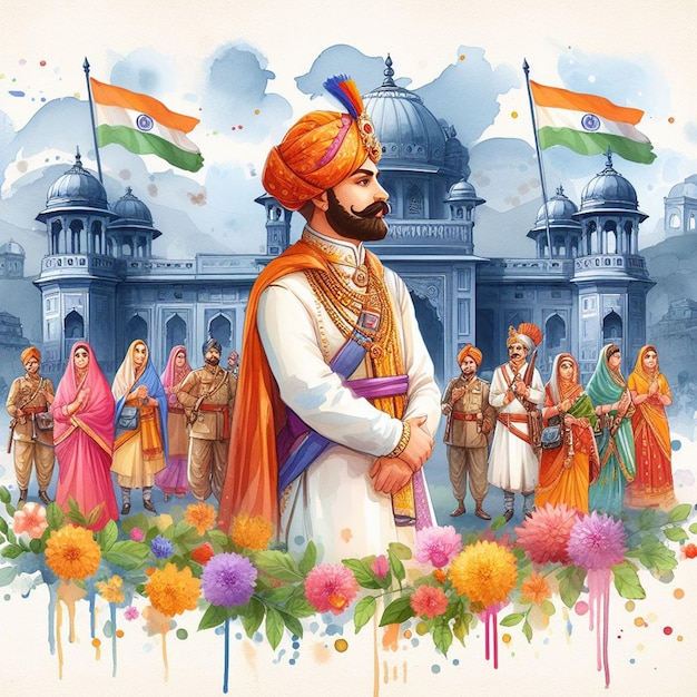 Imagen de fondo de la acuarela Maharana Pratap Jayanti