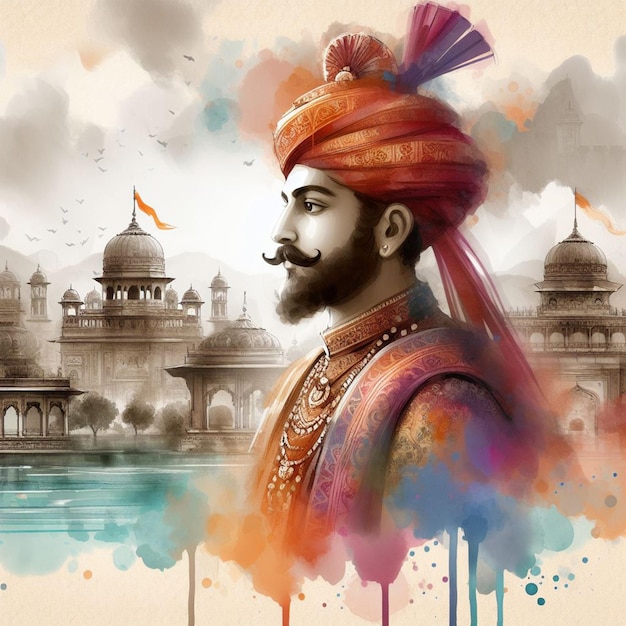 Imagen de fondo de la acuarela Maharana Pratap Jayanti