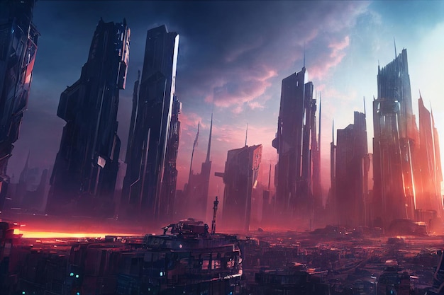 Imagen de fondo de arte conceptual de ciudad futurista apocalíptica