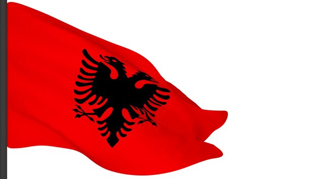 Imagen de fondo de la bandera nacionalbanderas que soplan el vientorepresentación 3dBandera de Albania