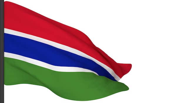 Imagen de fondo de la bandera nacionalbanderas que soplan el vientorepresentación 3dBandera de Gambia