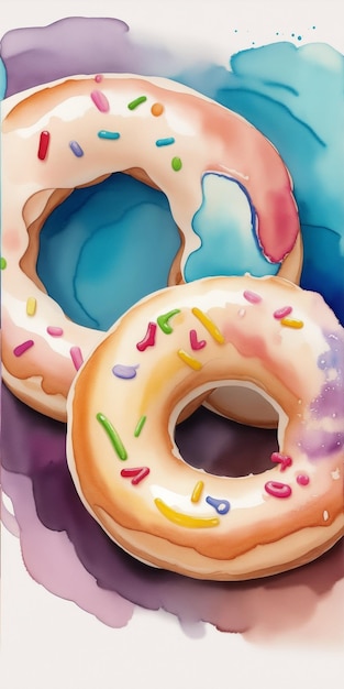 Imagen de fondo de donut con estilo acuarela