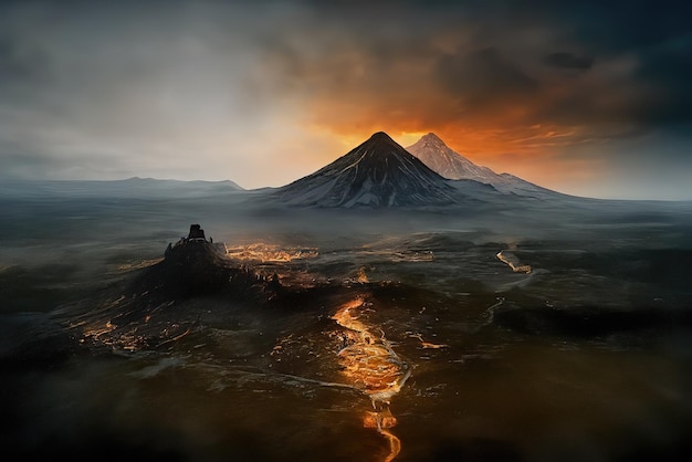 Imagen de fondo de las erupciones de lava del volcán