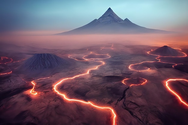 Imagen de fondo de las erupciones de lava del volcán