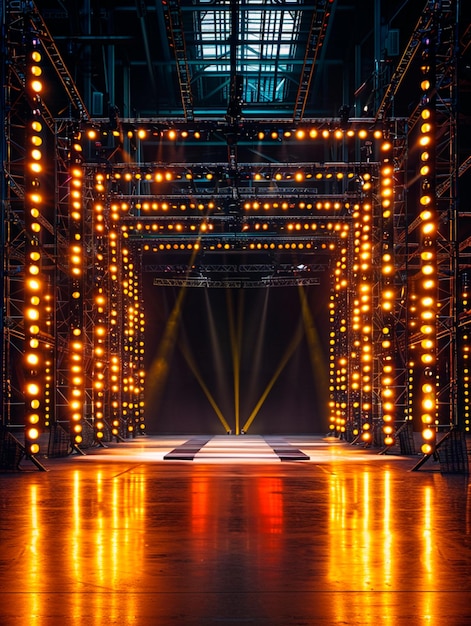 Foto imagen de fondo de una estructura de hierro con luces
