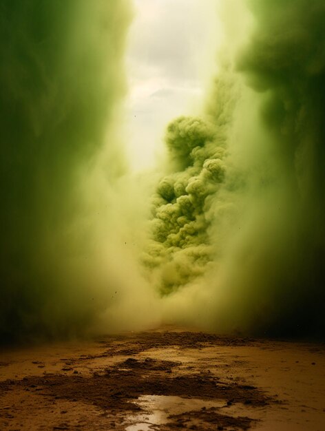 Imagen de fondo explosión de humo y nubes en tonos verdes