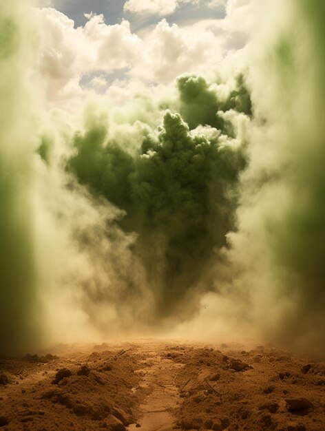 Foto imagen de fondo explosión de humo y nubes en tonos verdes