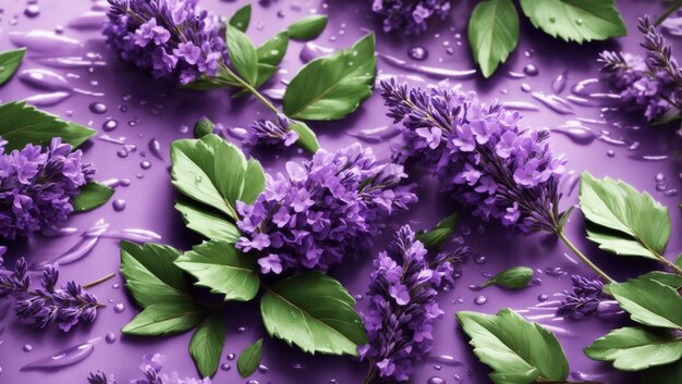 Imagen de fondo de flores y hojas de lavanda