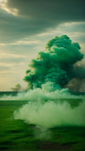 Imagen de fondo de una gran explosión de humo en una carretera