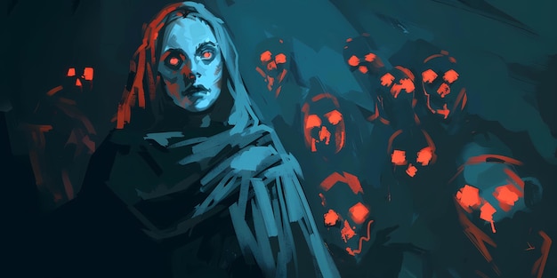 imagen de fondo con la imagen de una bruja rituales mágicos de magia de fantasía