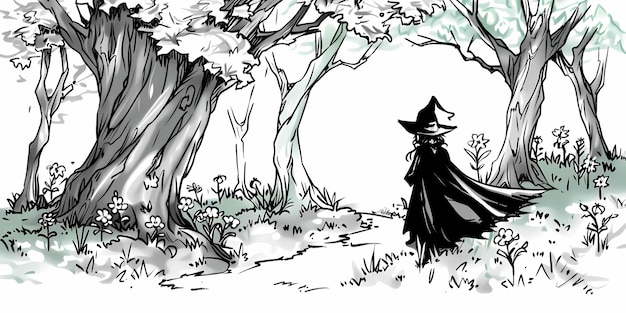 imagen de fondo con la imagen de una bruja rituales mágicos de magia de fantasía