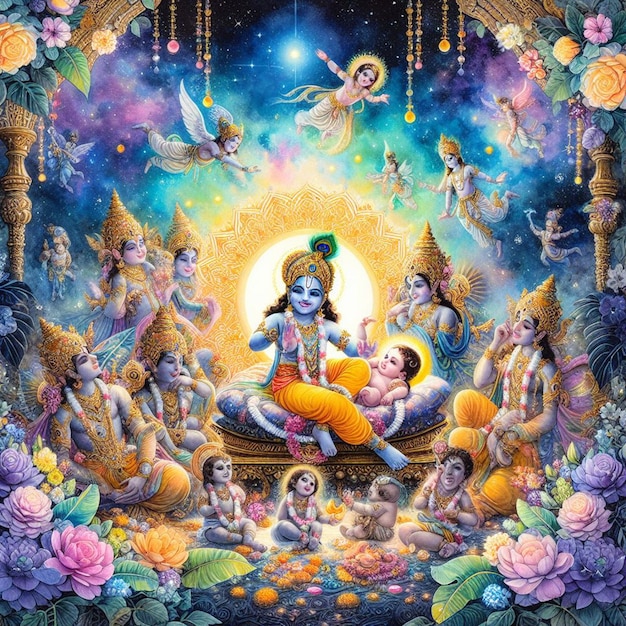 Foto imagen de fondo de krishna janmashtami