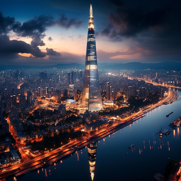 Foto imagen de fondo de lotte world tower seúl corea del sur