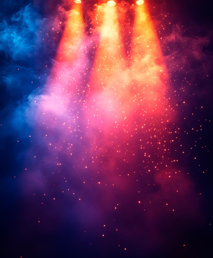 Foto imagen de fondo con luces y humo