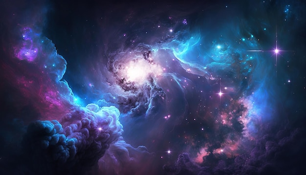 Imagen de fondo con una mezcla de colores azul y púrpura que se asemejan a un tema de galaxia o espacio Generativo ai