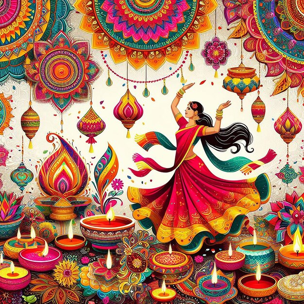 Foto imagen de fondo de navratri generada por bing