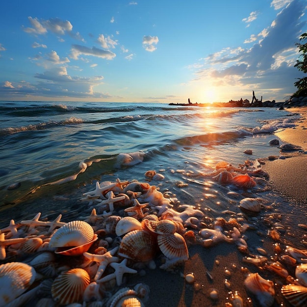 Imagen de fondo de la playa sinfónica iluminada por el sol
