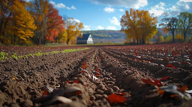 Foto imagen de fondo del proceso de siembra de cultivos de cubierta de otoño