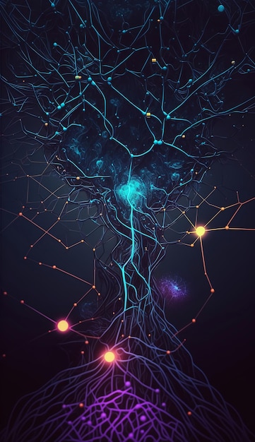 Imagen de fondo de la red neuronal de la tecnología AIIA generativa