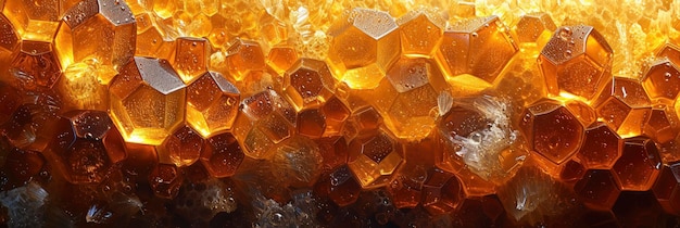 Imagen de fondo de la textura de los panales de miel frescos y brillantes