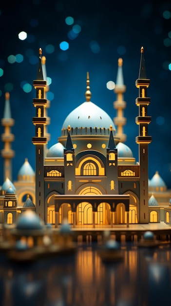 Una imagen de fotografía de una mezquita origami del cielo arte generado por Ai