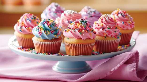 Imagen fotográfica de fondo de pantalla HD 8K de cupcakes coloridos