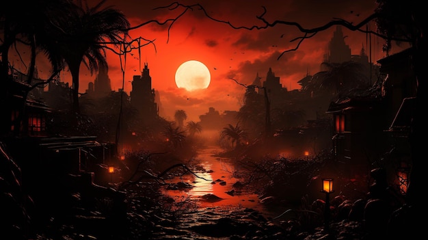 Imagen fotográfica de fondo de pantalla HD de paisaje de Halloween