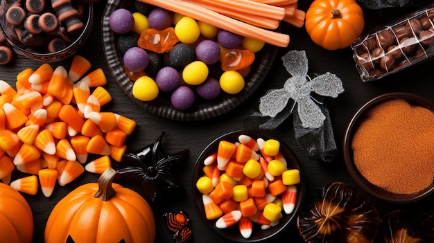 Imagen fotográfica de papel de pared HD 8k de dulces de Halloween