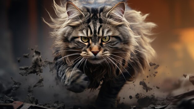 Imagen fotográfica de stock del fondo de pantalla HD 8K más sorprendente del gato Maine Coon