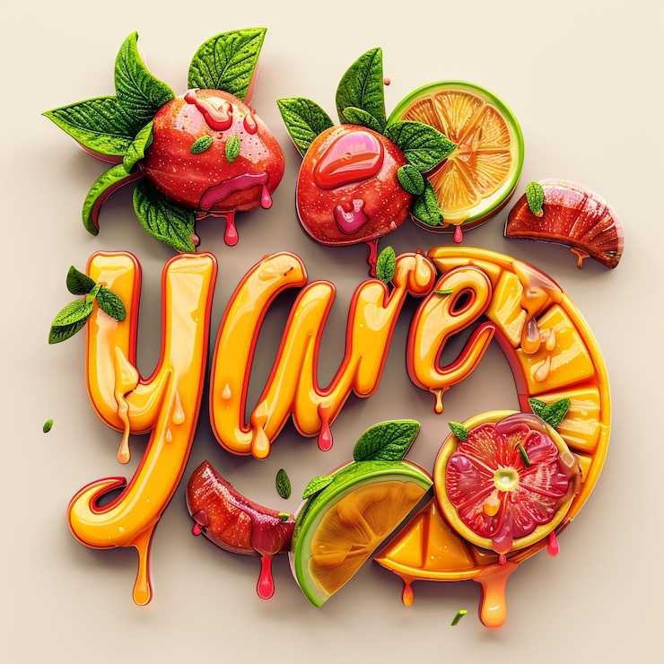 Foto una imagen de una fruta con la palabra " usted " en ella