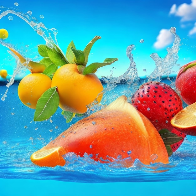 Una imagen de la fruta que está en el agua.