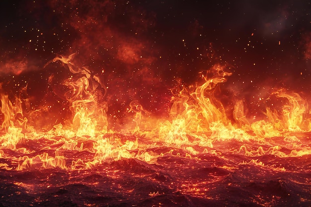 una imagen de un fuego con llamas y un fondo de las palabras fuego