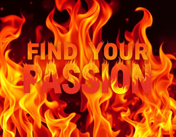 Foto una imagen de un fuego con las palabras encontrar su pasión