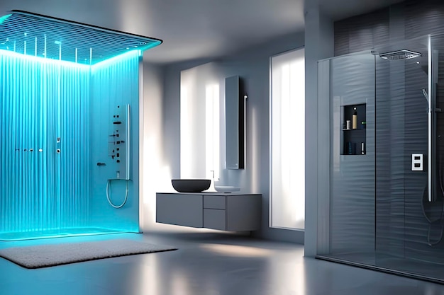 Imagen futurista de un concepto de baño.