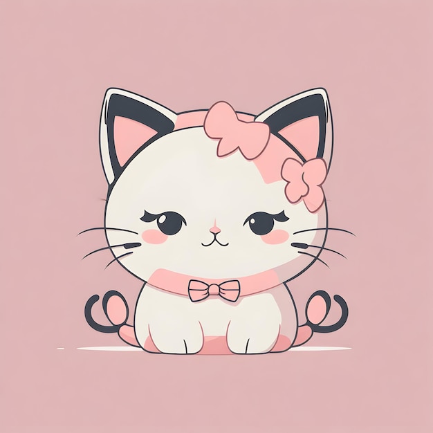 Imagen de gatito kawaii con mínimo detalle