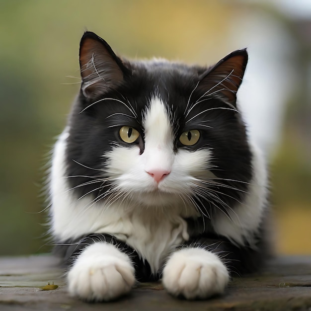 una imagen de un gato blanco y negro AI