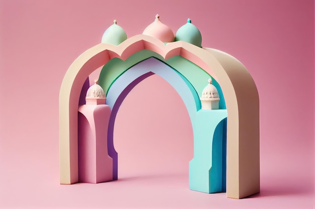 Imagen generada por ai del arco de plastilina de la mezquita.