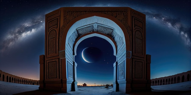 Imagen generada por Ai de la arquitectura del arco de la mezquita.