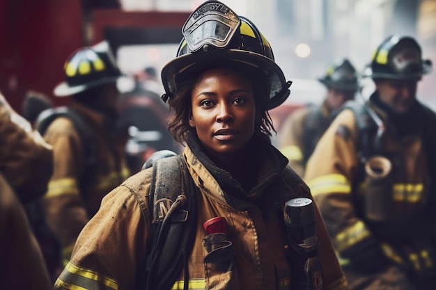 Imagen generada por Ai de una mujer como bombero