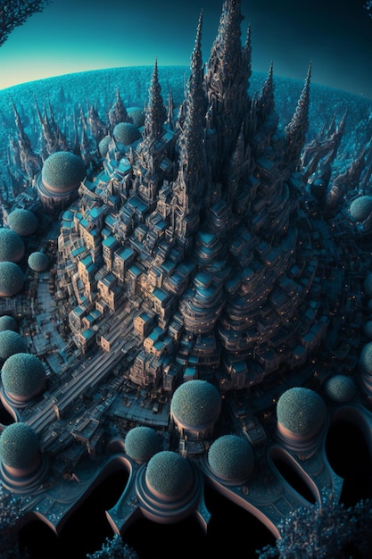 Imagen generada por computadora de una ciudad futurista generativa ai