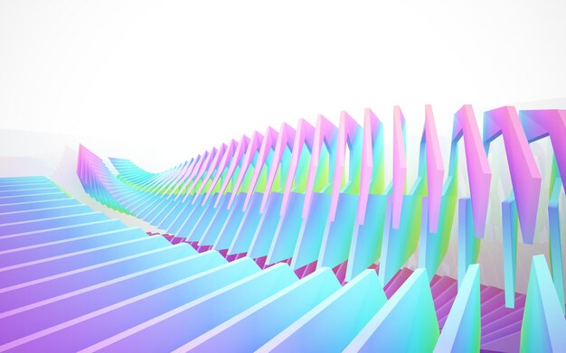 Una imagen generada por computadora de una escalera de caracol con un patrón de colores del arco iris.