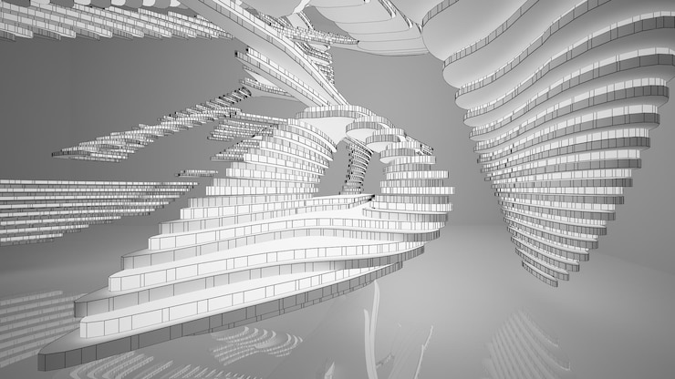 Foto una imagen generada por computadora de una escalera de caracol.