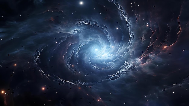 Una imagen generada por computadora de una galaxia espiral con el universo de fondo