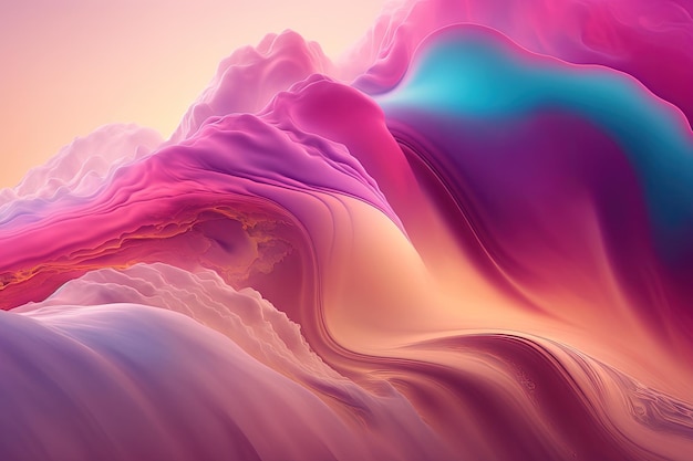 Una imagen generada por computadora de una ola en IA generativa rosa y azul