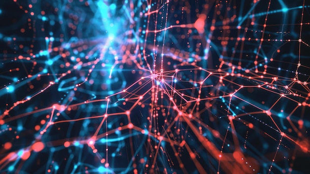 una imagen generada por computadora de una red de líneas conectadas conectadas
