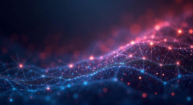 una imagen generada por computadora de una red de puntos y líneas